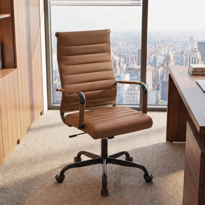Fauteuil de bureau à dossier moyen, chaises de salle de conférence avec roulettes, fauteuil roulant pivotant en cuir côtelé à hauteur réglable.