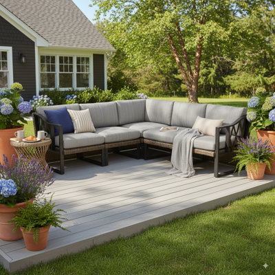 Outdoor 5-Piece Sectional Sofa With Cushions