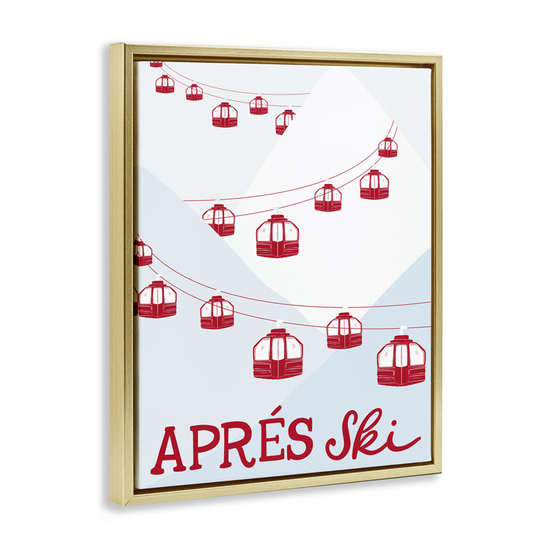 Art mural sur toile flottant, "Red Winter", par Doodles.Ink., H 21 po x l 17 po, Cadre flottant métallique doré