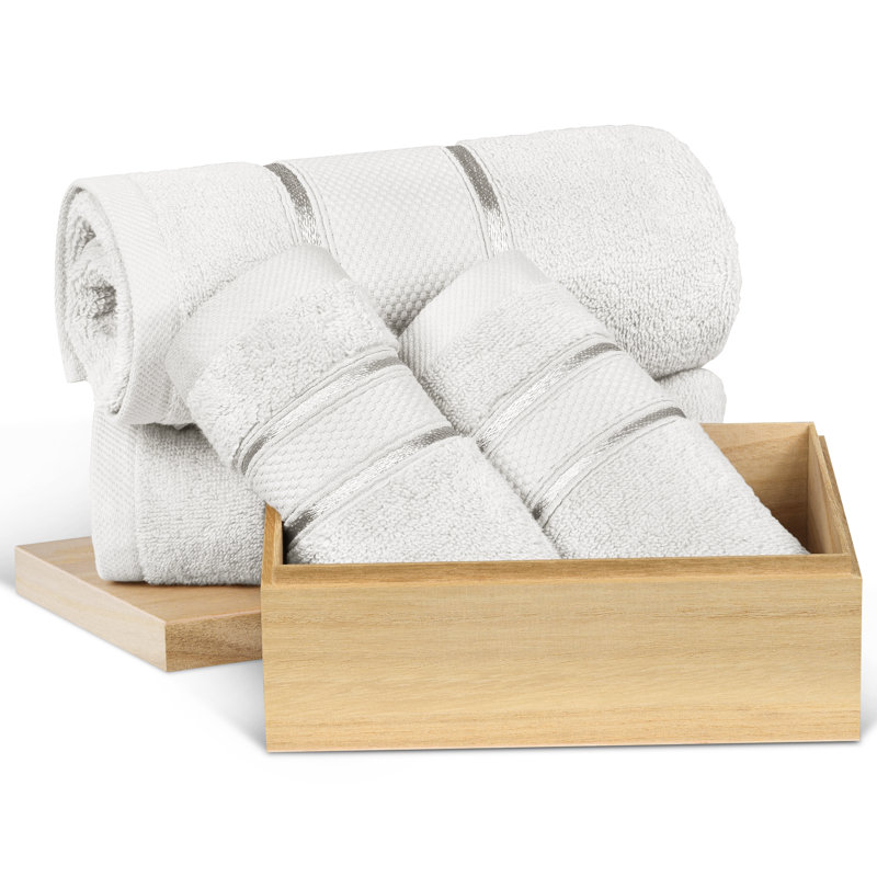 Ensemble de serviettes 6 pièces 100% coton Premium, Blanc
