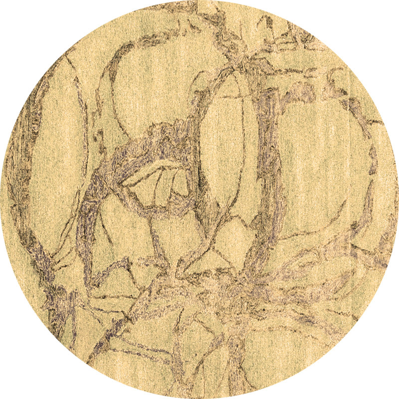 Washable Abstract Indoor Rug, Round 6'