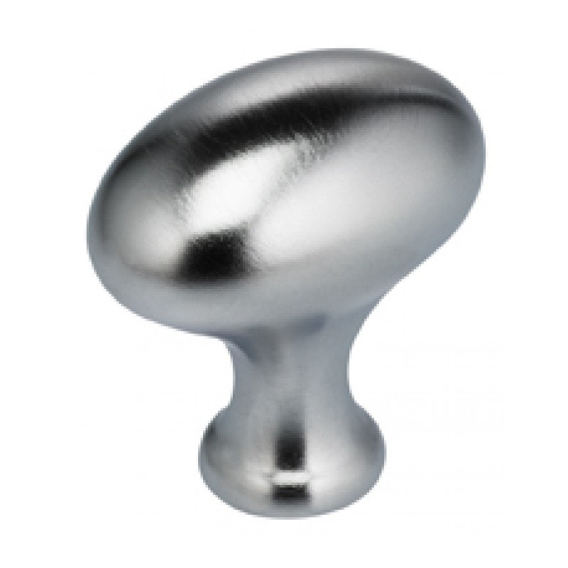 Poignée ovale classique et moderne, Chrome satiné, H 1,375 po x l 1,375 po x P 1,5 po