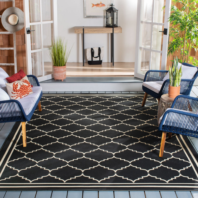 Tapis d'intérieur / extérieur à motif géométrique Herefordshire Performance, Rectangle 8 pi x 11 pi