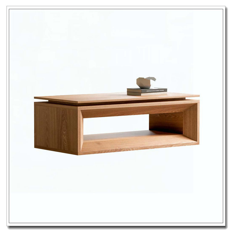 Table basse à plateau relevable 43,3 po avec rangement, Bois naturel