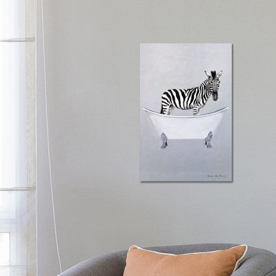 Zebra in Bathtub by Coco de Paris - 1 Piece Wrapped Canvas Painting