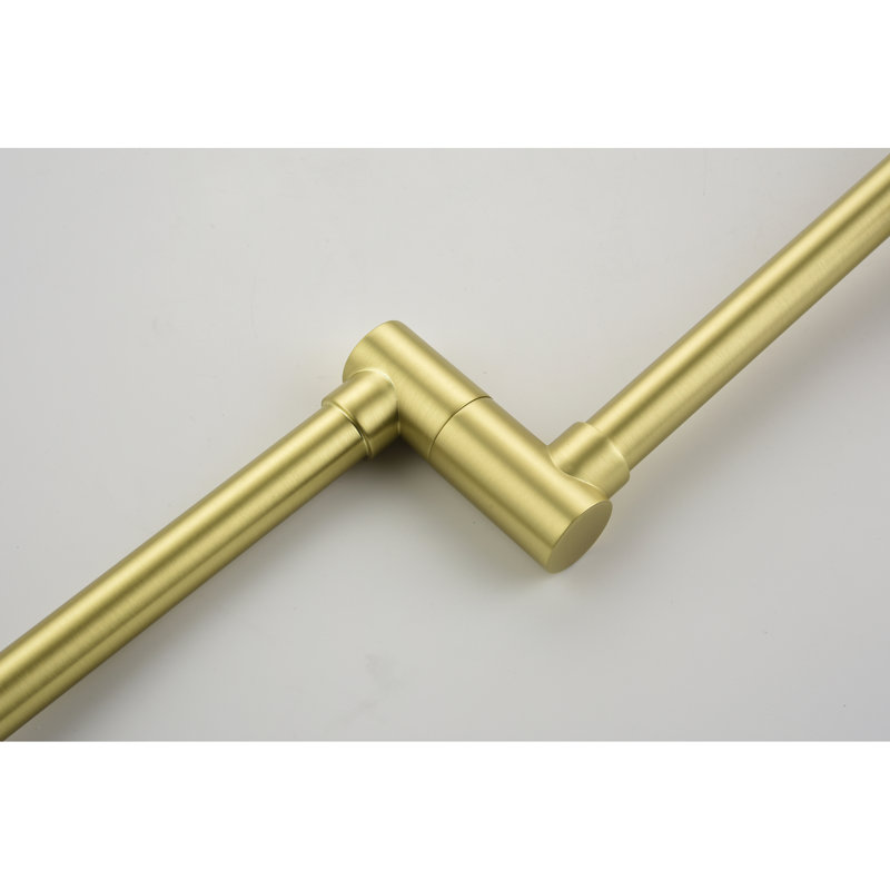 Brass Faucet In Gold - Pot Filler, Hot Cold, 3 Handles, 2 Holes, Wall Mount, Finish, Steady Water Flow Cold Sink Brass, Gold, Foldable, Drip, Stable