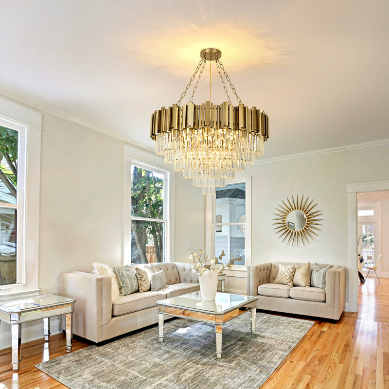 Malise Chandelier, 17 Lights, Brass, 22.83" H x 30.71" W x 22.83" D