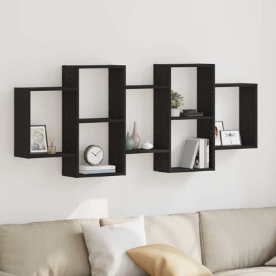 Wall Shelf Black Oak Engineered Wood