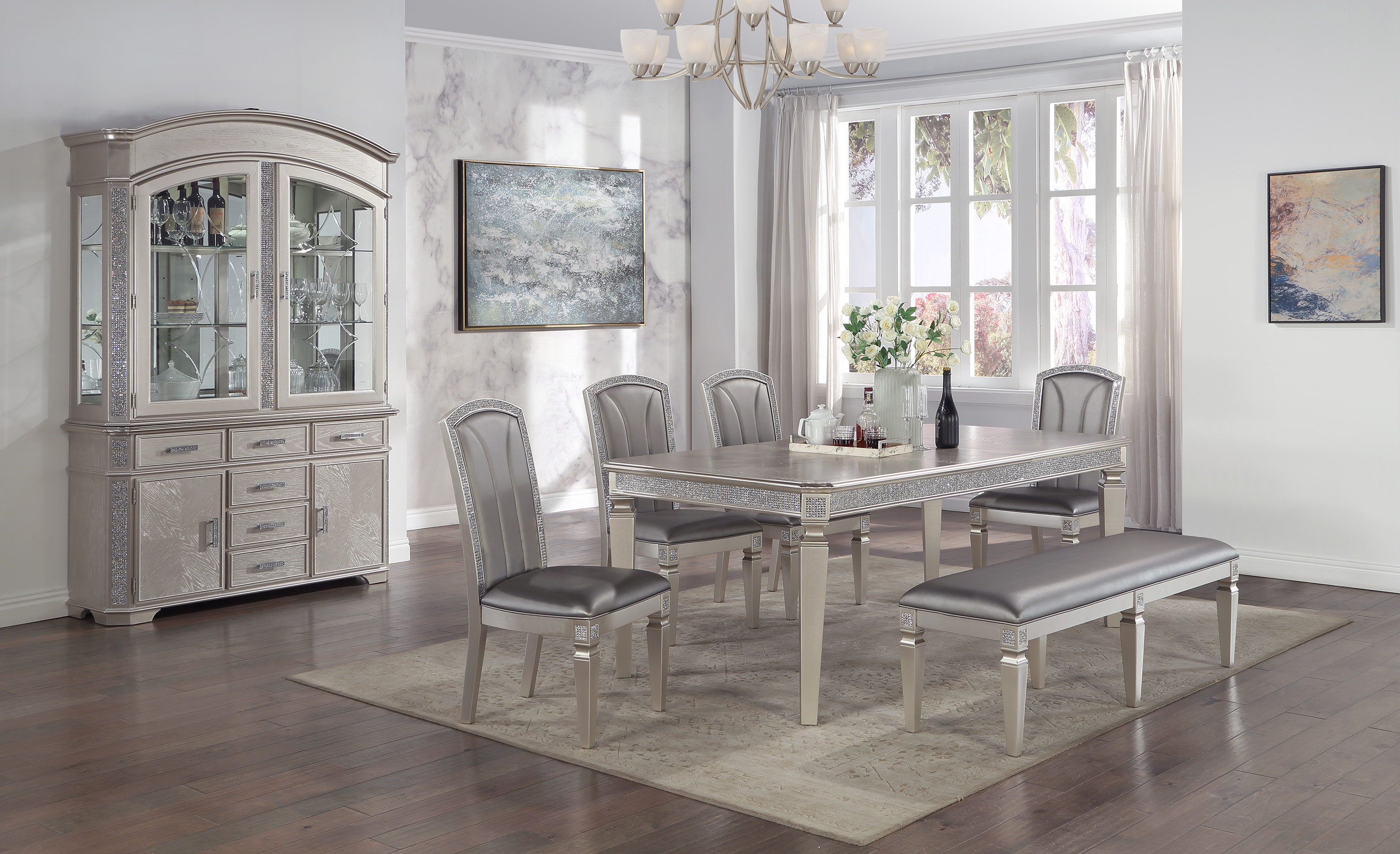 Hefner silver dining online room set