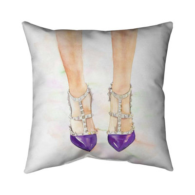 Purple Studded High Heels Pillow | Fashion Home Decor Shoes – Outdoor Throw Pillow with Insert, Weather-Resistant