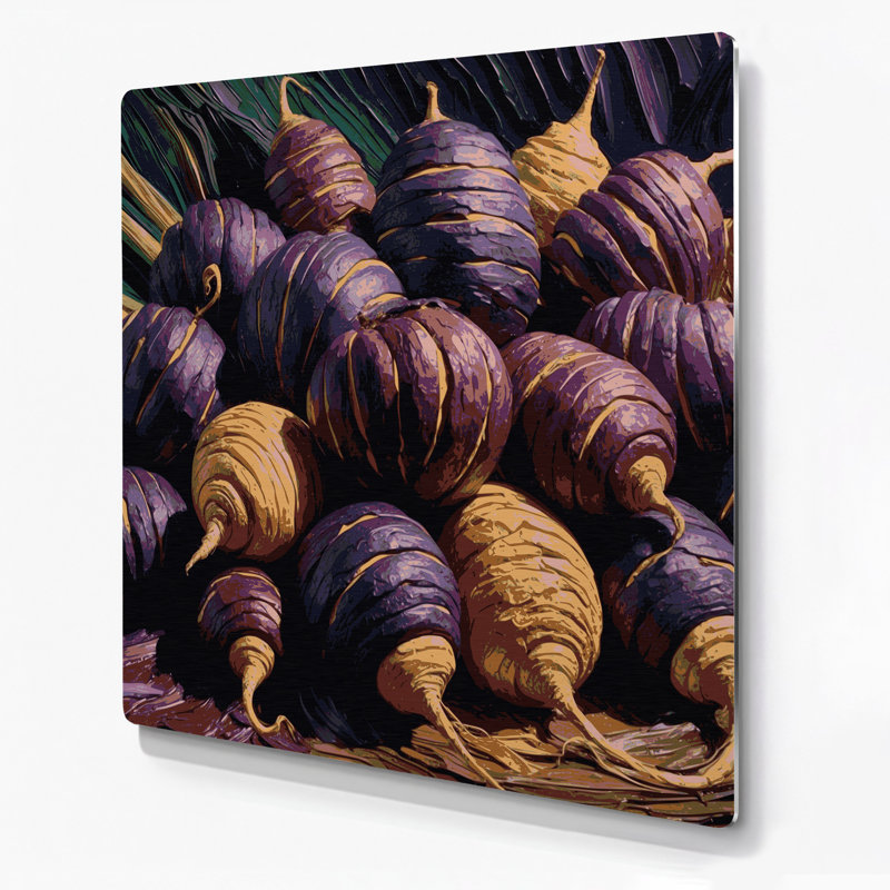 Légumes, art mural mauve en métal, H 12 po x l 12 po