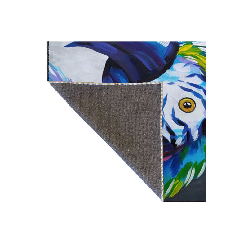 Side Animal Patterned Base Washable Rug, Runner 2'6" x 6'7" Rug Pad Included