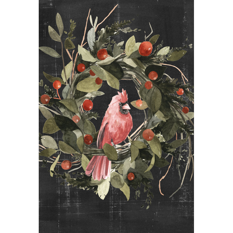 Christmas Cardinal II by Emma Scarvey - Wrapped Canvas Painting, 91cm H x 61cm W