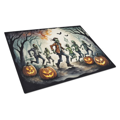 Zombies Spooky Halloween Glass Cutting Board Large
