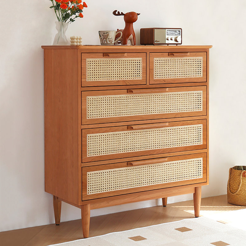 Rattan plaited simple storage drawer cabinet