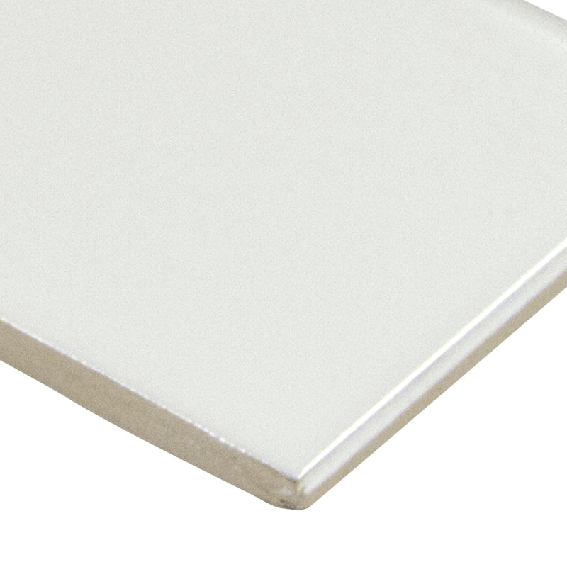 Segment 3 in. x 6 in. Glossy Ceramic Bullnose Tile Trim, Blanc
