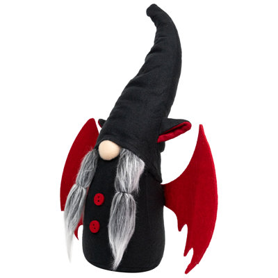 Gnome d'Halloween noir et rouge 17 po avec ailes de chauve-souris 17 po