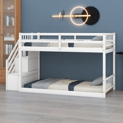 Lit superposé au plancher avec rangement