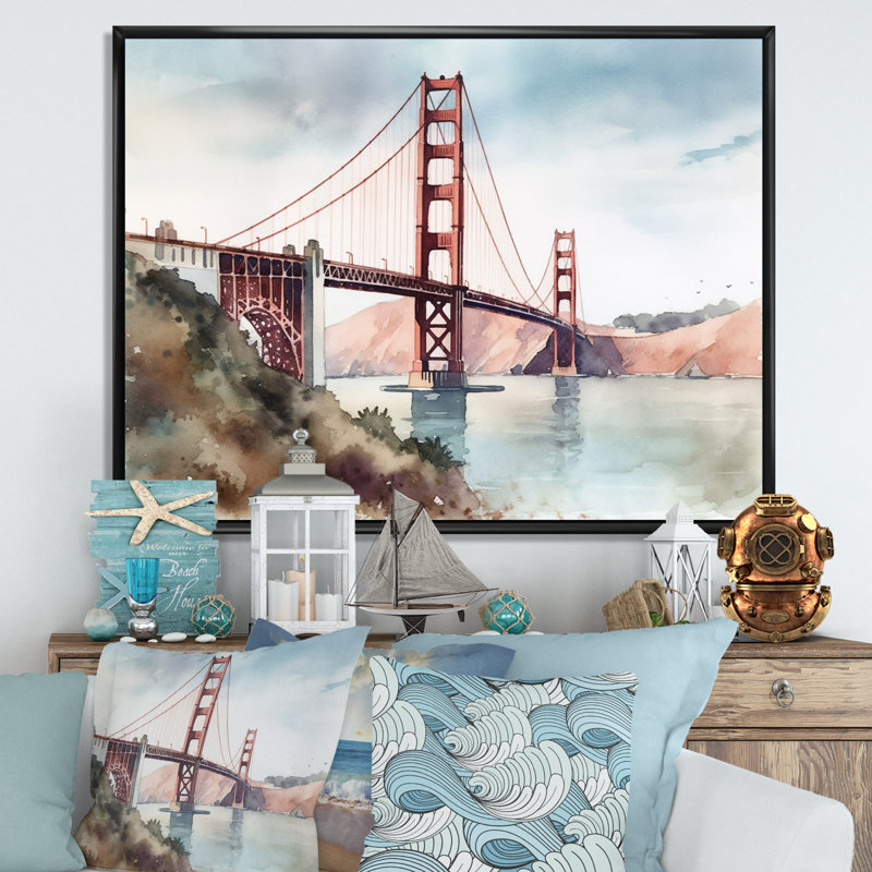 Vue de San Francisco II - reproduction, H 12 po x l 20 po x P 1 po, Cadre flottant noir