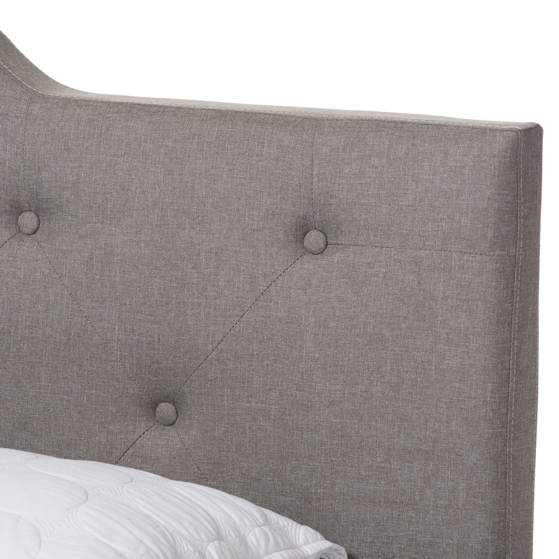 Meriweather Upholstered Bed, Double (4'6), Light Beige