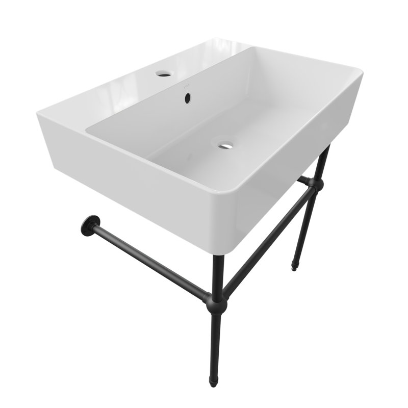 Cheviot Products Nuo 2 17.375'' Rectangular Bathroom Sink with Overflow, White/Black