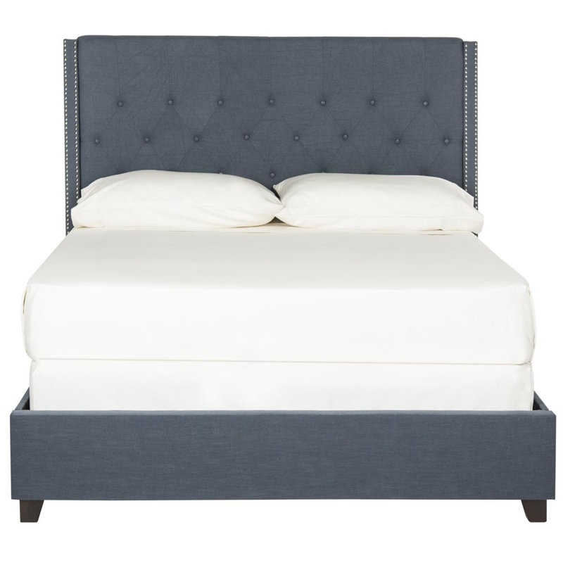 Wampler Upholstered Standard Bed, Navy, Twin