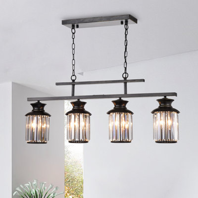 4 - Light Chrome/Black Kitchen Island Pendant