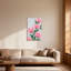 Plantes et fleurs, fleurs roses sur fond gris, reproduction d'art-2070043840