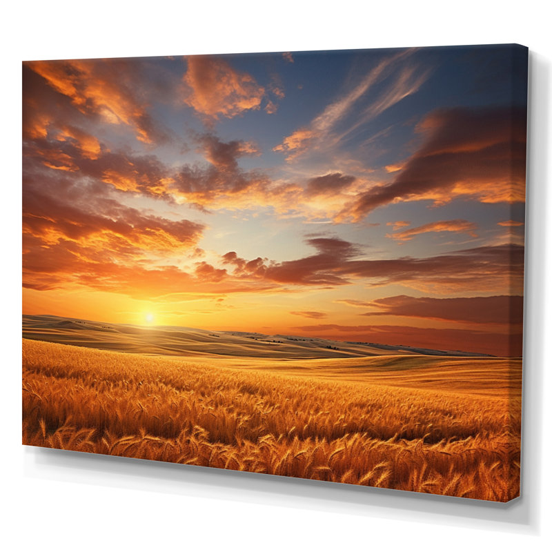 Ciel panoramique sur l'horizon doré I, H 30 po x l 40 po x P 1,5 po, Toile tendue