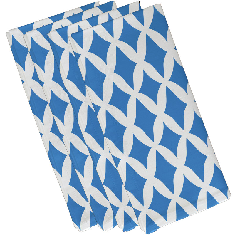 Ensemble de serviettes géométriques 4 pièces Keshawn, L 18 po x L 18 po, Bleu