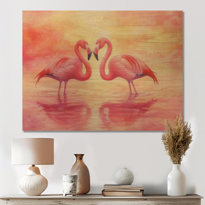 Flamant rose - art mural bois côtier