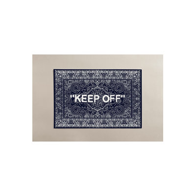 Keep Off Text Navy Classic Modern Rug
