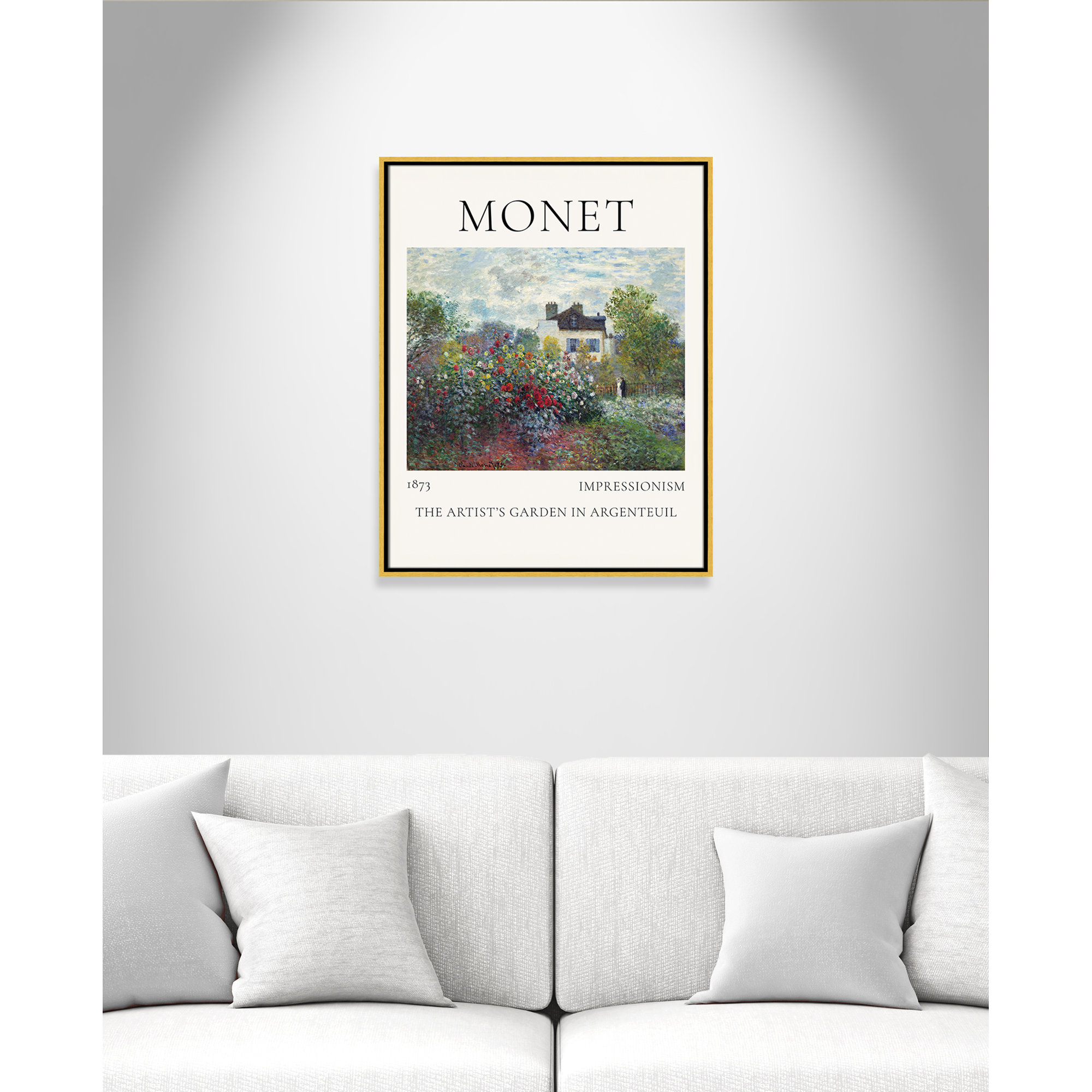 Artists Garden in Argenteuil Print by Claude Monet, No, 29.5" H x 23.5" W x 2" D, Gold Floater Frame