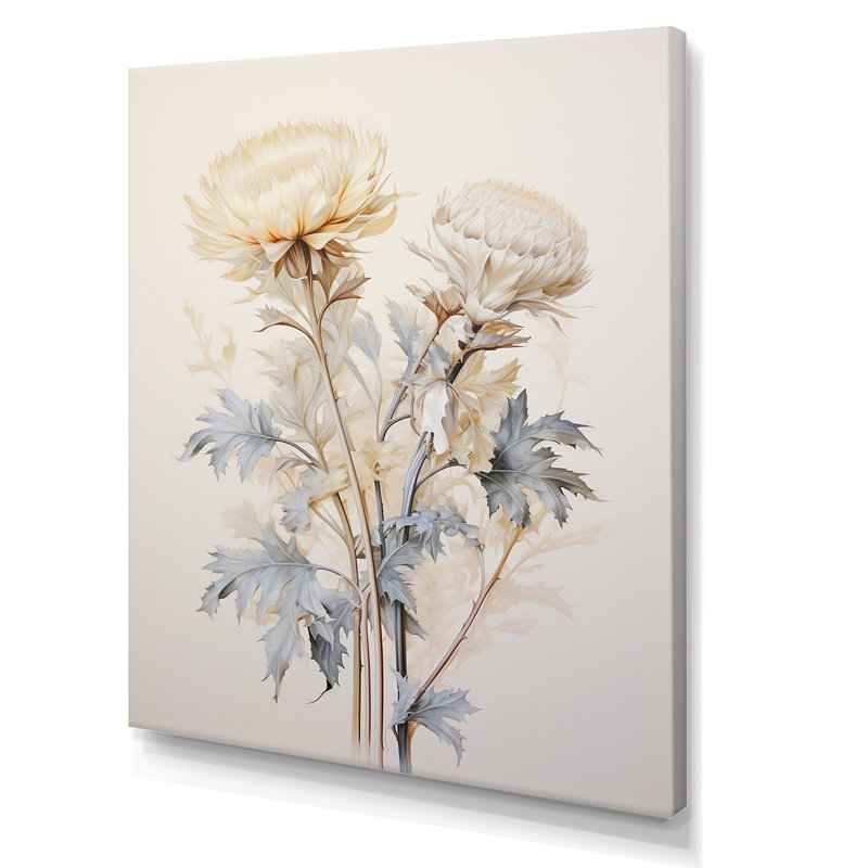 «Beige chardon», art mural sur toile Thistle, H 44 po x l 34 po, Toile tendue