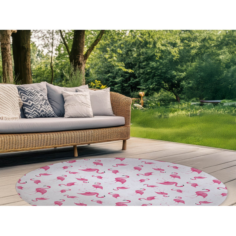 Tapis d'extérieur Summer Flamingo, Rond 5 pi