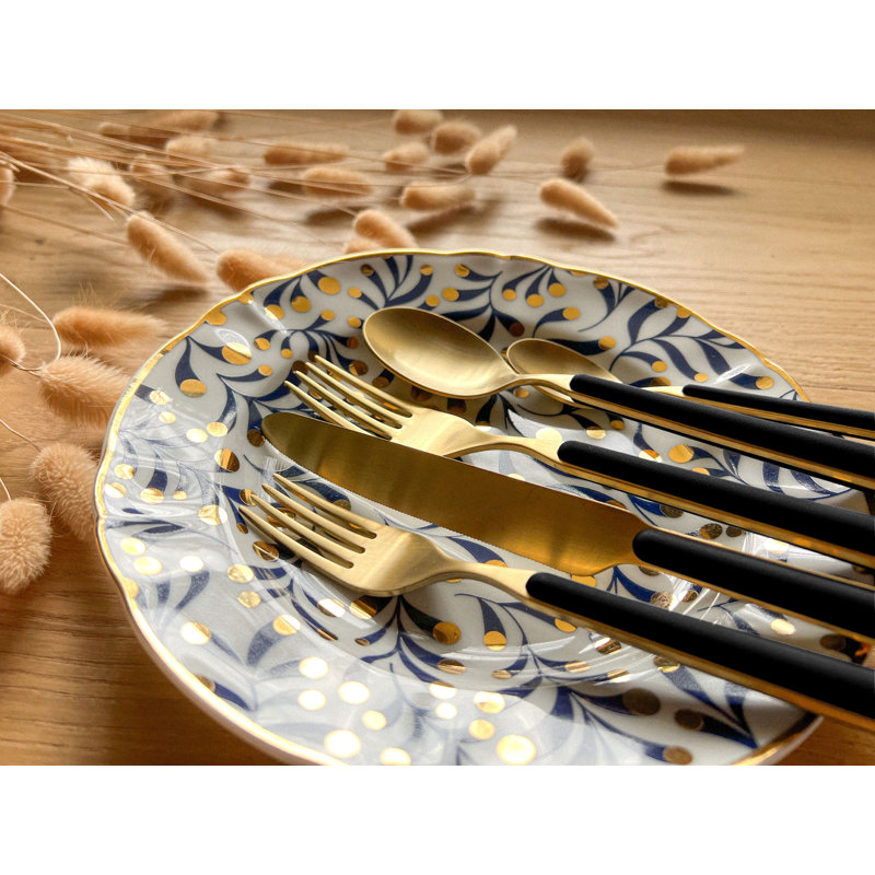 Fantasia 20 - Piece Stainless Steel Flatware Set - Service for 4, Black