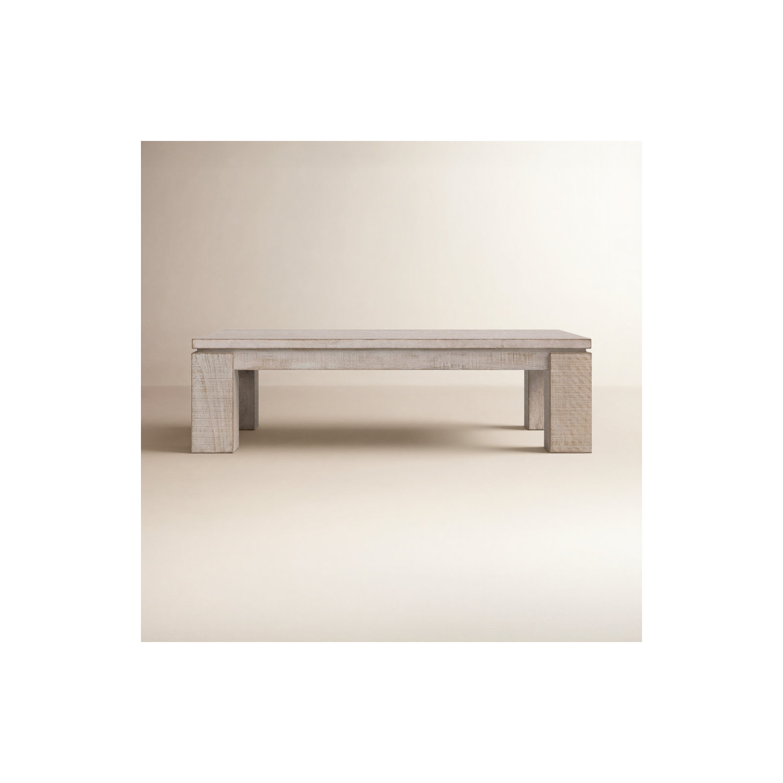 Vireo Solid Wood Coffee Table, White Wash/Brown