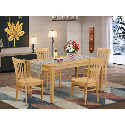 5 Piece Dining Room Table Set Includes a Rectangle Wooden Table and 4 Kitchen Dining Chairs, Oak