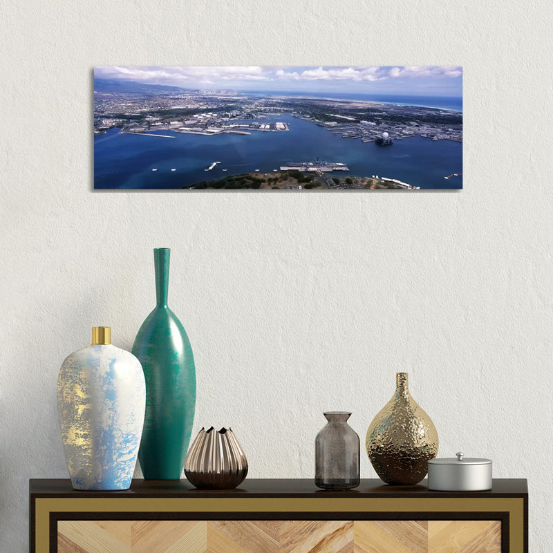 Aerial View Of A Harbor - Wrapped Canvas Panoramic Print, 30.48 cm H x 91.44 cm W x 1.91 cm D