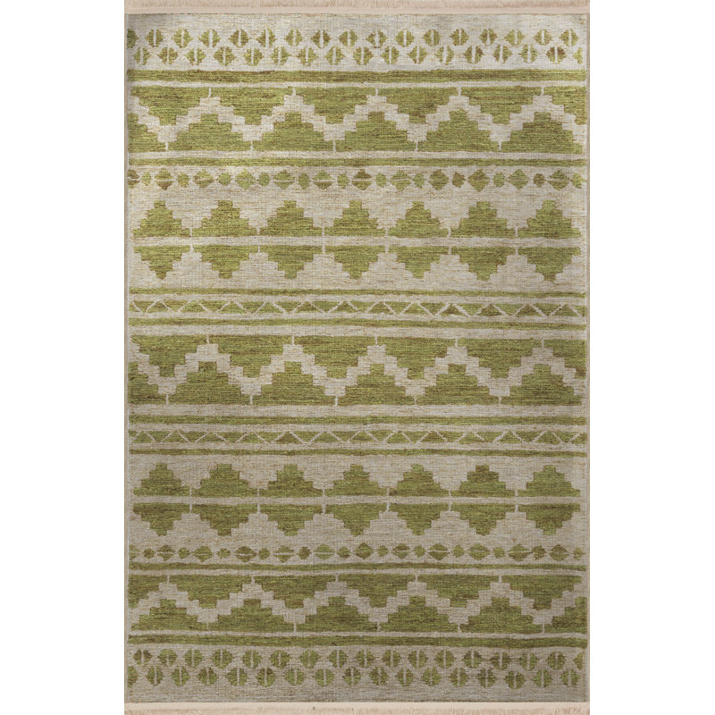 Tapis décoratif vert à motif vert, Rectangle 3 pi 3 po x 6 pi 7 po