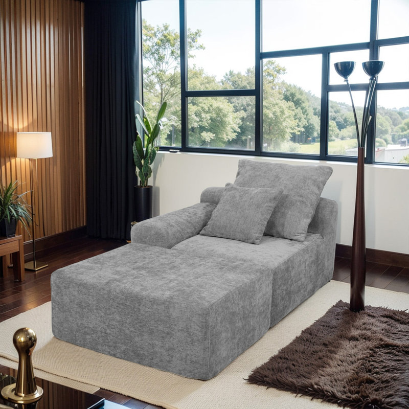 Canapé modulaire en forme de L 111,2 "Boneless de Boneless, Polyester gris