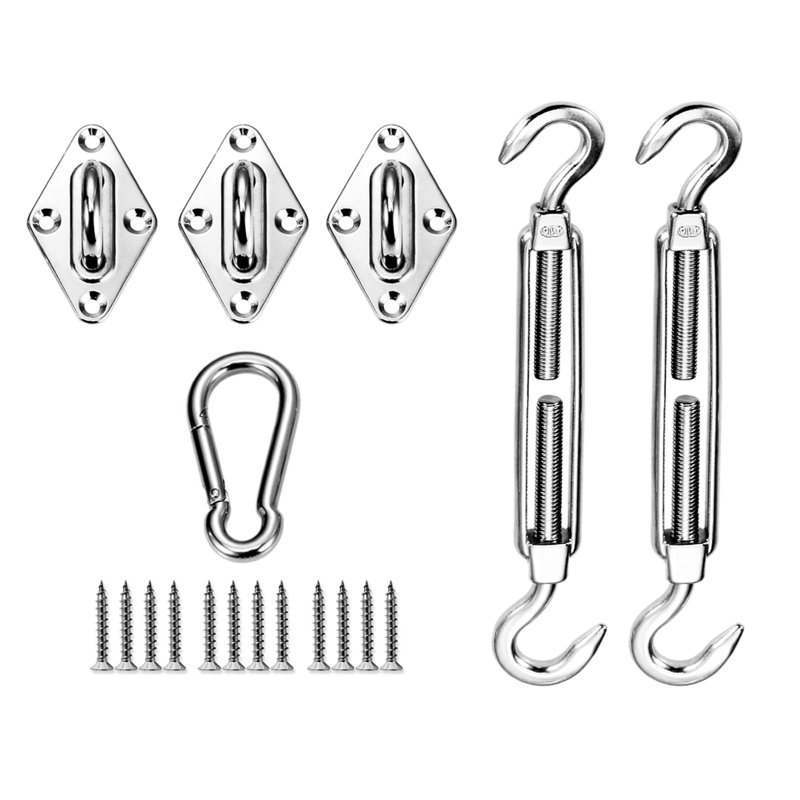6 Inch Stainless Steel Triangle Sun Shade Sail Hardware Kit
