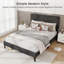 Bed Frame with High Headboard & Wooden Slats No Box Spring Needed-850879893
