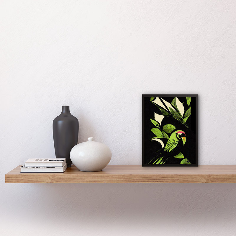 Jungle Leaf Bird Linocut - Single Picture Frame Print