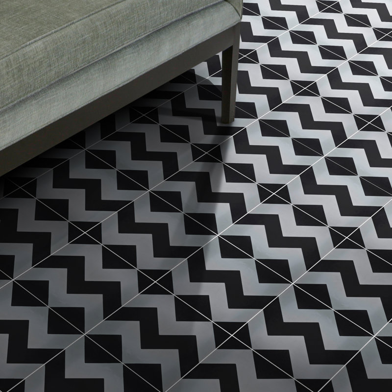Jerada 8 in. x 8 in. Honed Tile, Black/Gray