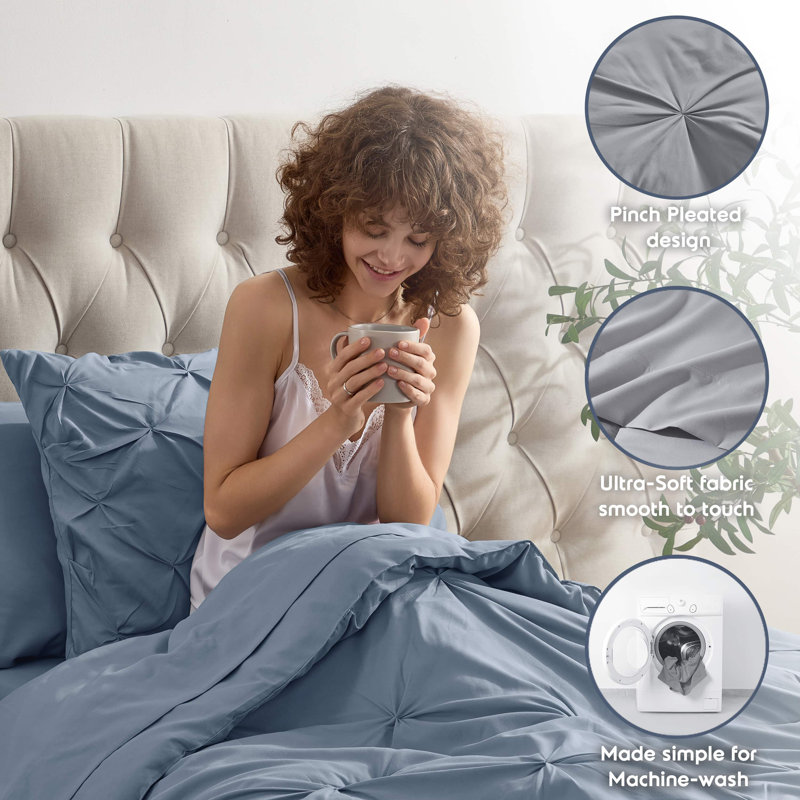 Stone Blue Twin Down Alternative Microfiber Bed in a Bag Set