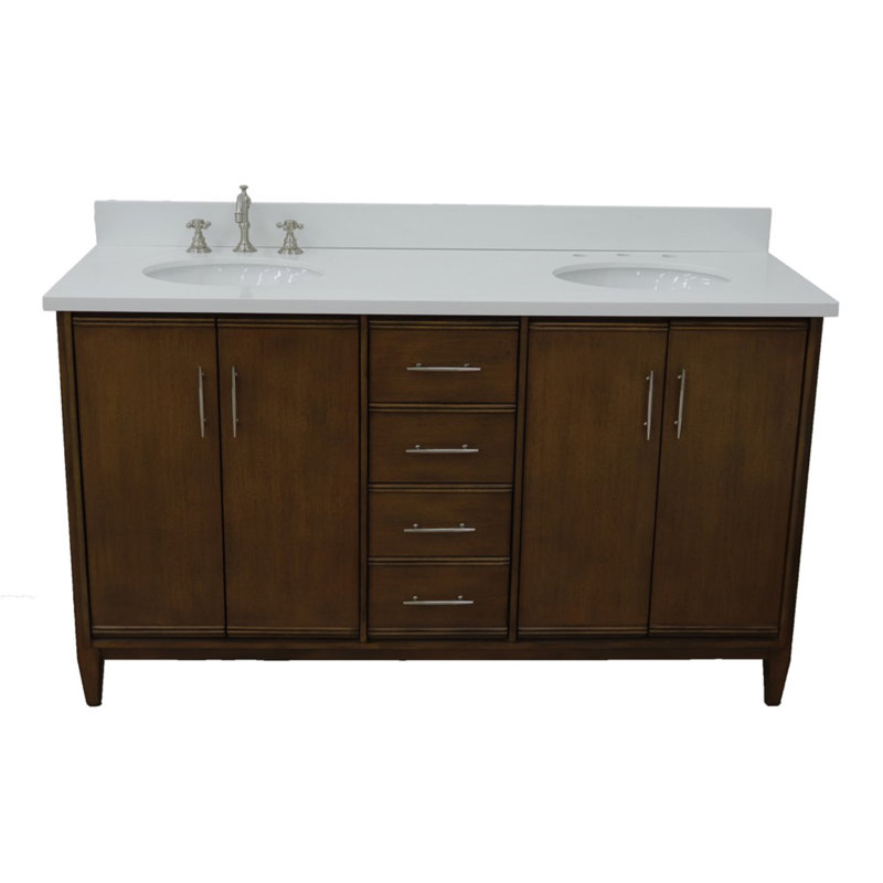 Ensemble de meuble-lavabo double 61 po Hartin, Blanc