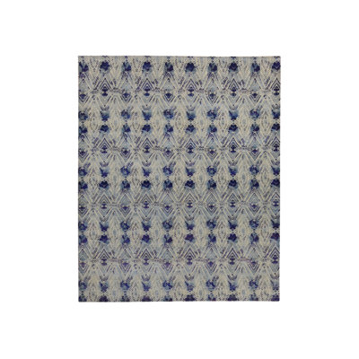 Tapis oriental mauve en laine et soie noué à la main 8 pi 0 po x 10 pi 0 po - MOA10280841