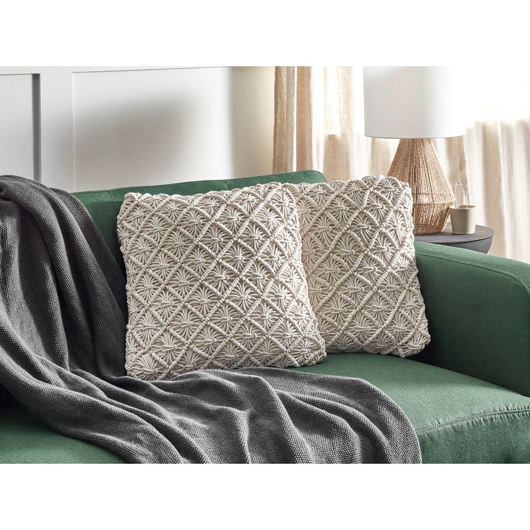 Collierville Plaid Beige Square Throw Cushion mit Füllung