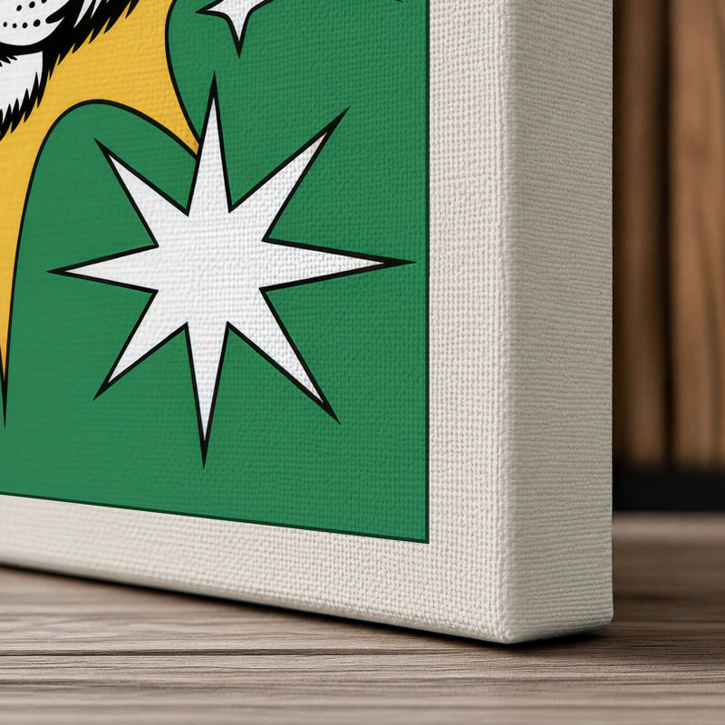 Tiger with Stars Retro - Wrapped Canvas, 24x16 - 61.0 x 40.6 cm, Cream Border